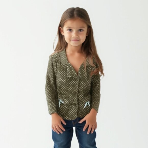 ❤️ Old navy girl jacket corduroy polka dots bow 3T - Picture 1 of 9